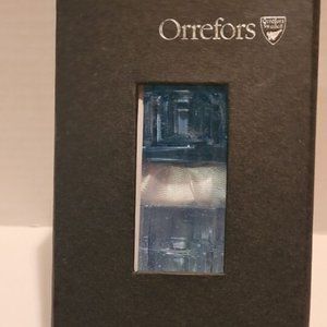 2-Orrefors Blue Totem Tranquility Octagonal Candleholder ..New
